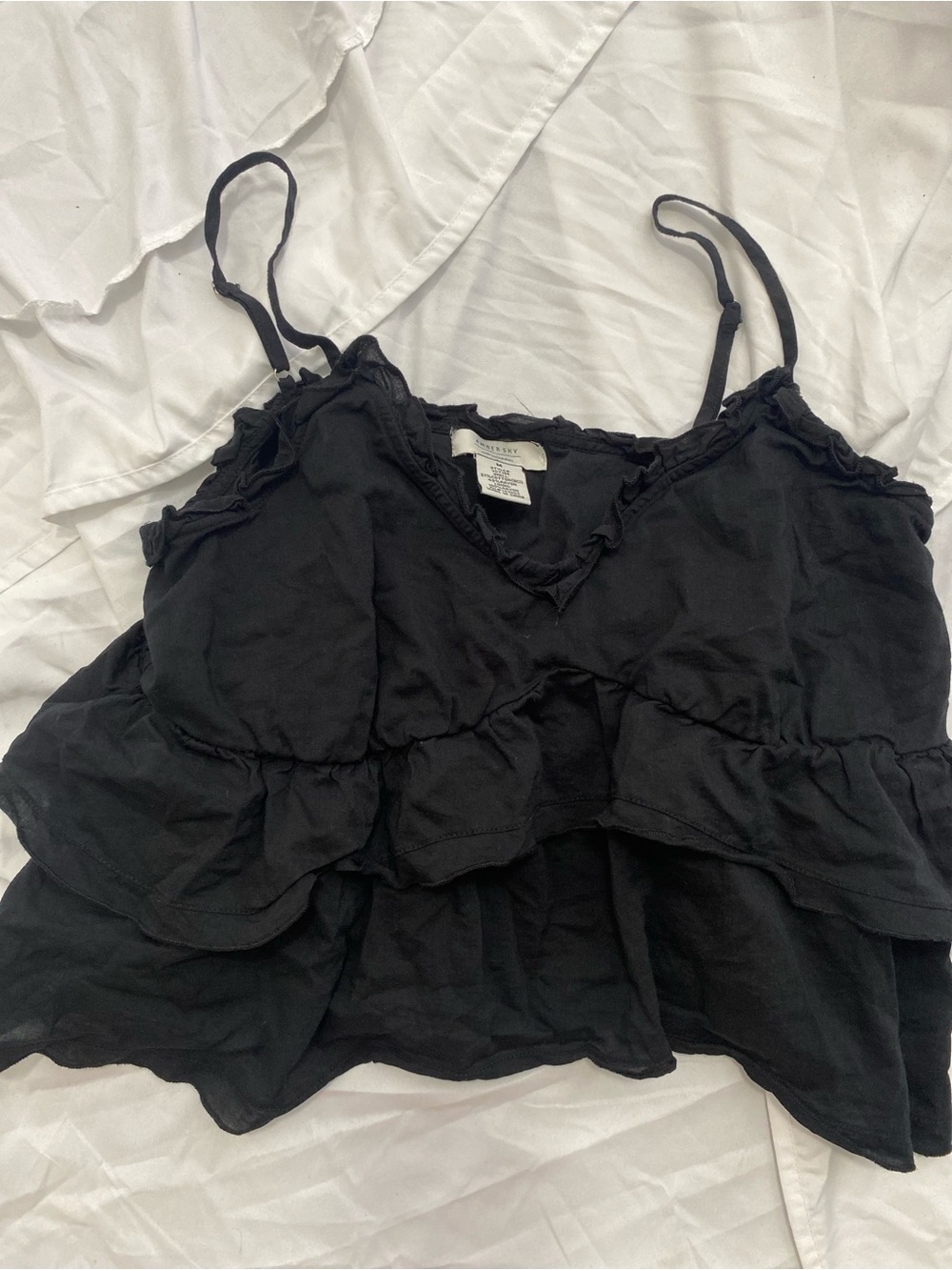 Black Ruffled Tiered Cami Tank Top